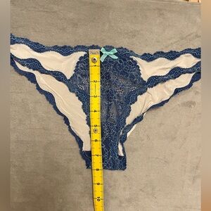 Victoria Secret’s Cream and Blue Panty. NWOT. Size Med.
